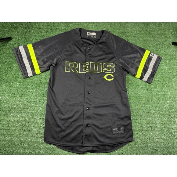 Cincinnati Reds Neon Yellow & Black Blank MLB Jersey Size Medium True Fan - Picture 1 of 10